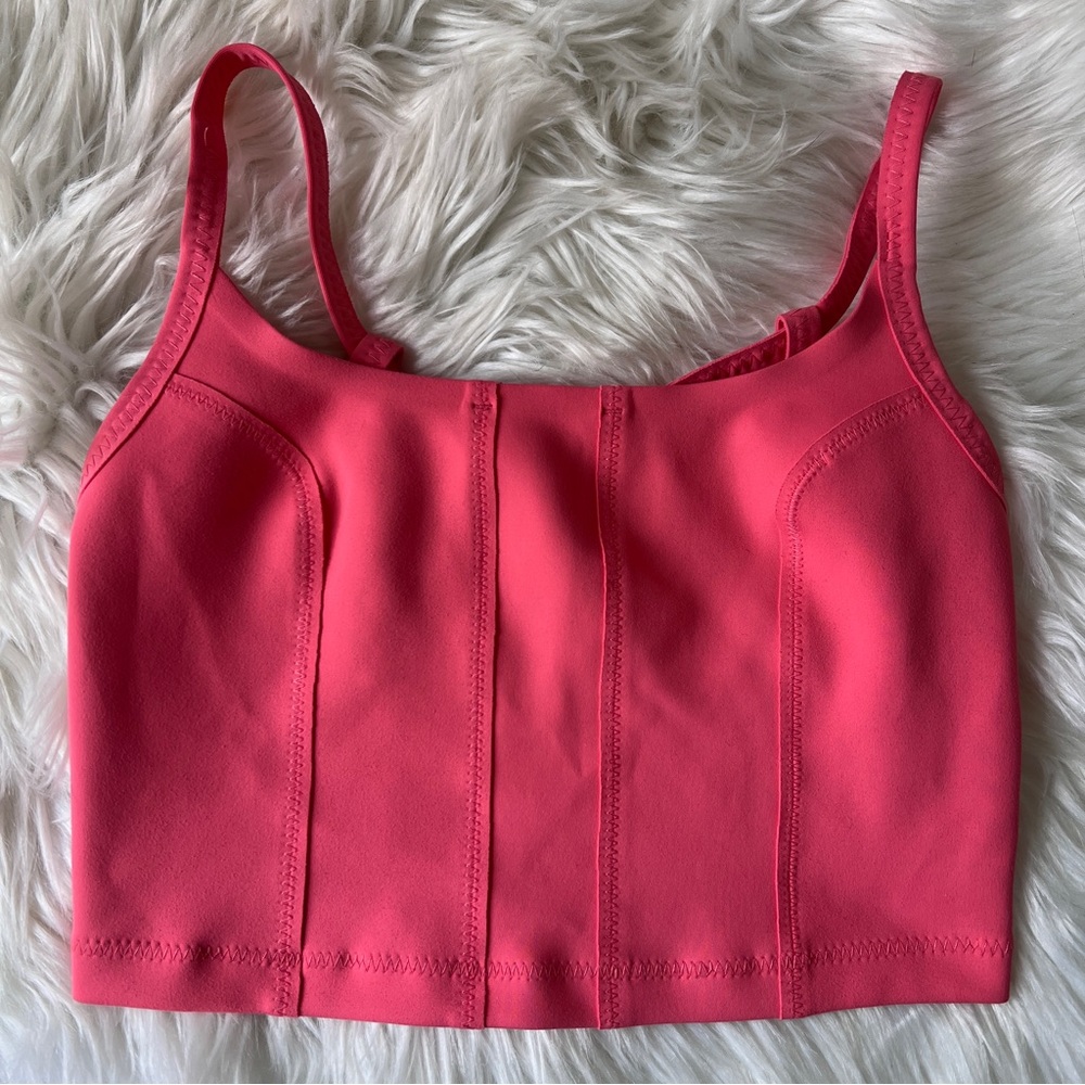 Free People Pink Adjustable Strap Sports Bra with Seam Details